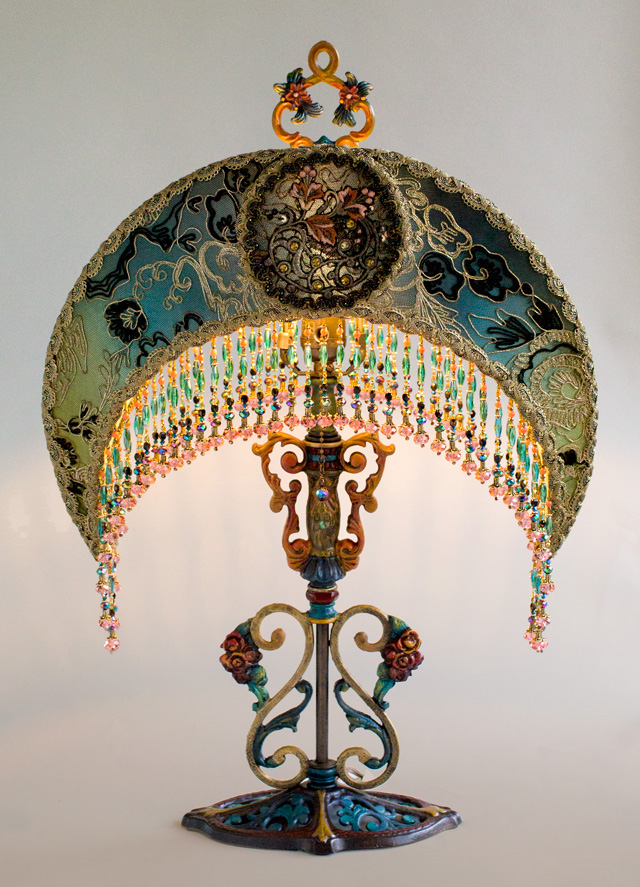 Art Nouveau Moon Shaped Victorian Lampshade 