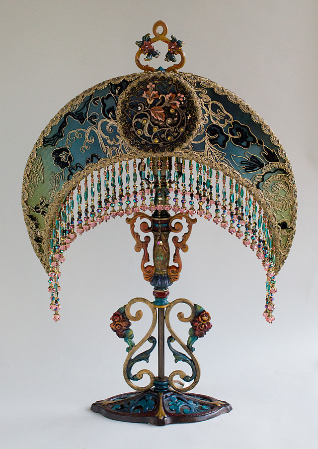 Art Nouveau Moon Shaped Victorian Lampshade by Christine Kilger