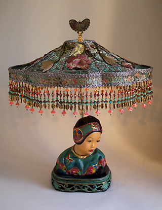 Esther Hunt Chinoiserie Lamp with Victorian Lampshade