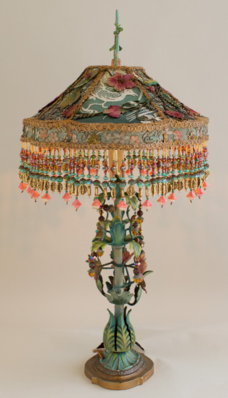 Victorian Lampshade with Chinoiserie Embroidery