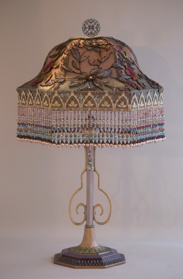 Gothic Bell Victorian Table Lamp with Beads by Nightshades