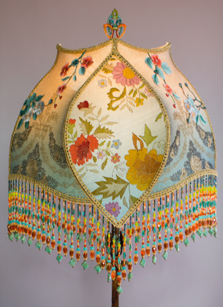 Phoenix & Roses Shadowbox Victorian Lampshade with Embroidery Back View