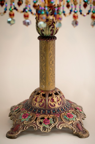 Detail of Pink and Gold Bohemian Antique Indian Silk Victorian Lampshade