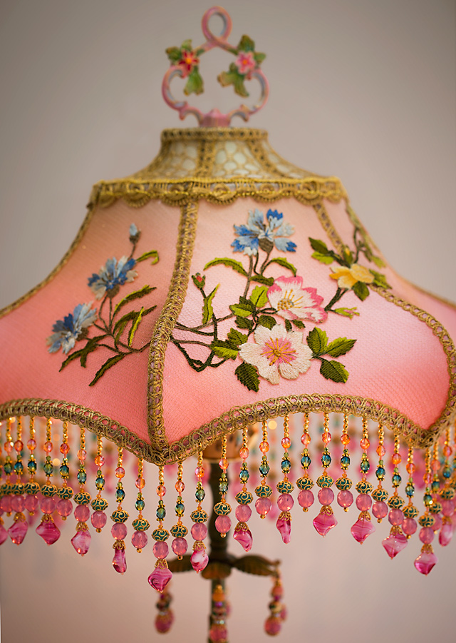 Detail of Pair of Japanese Tea Garden Victorian Lampshades