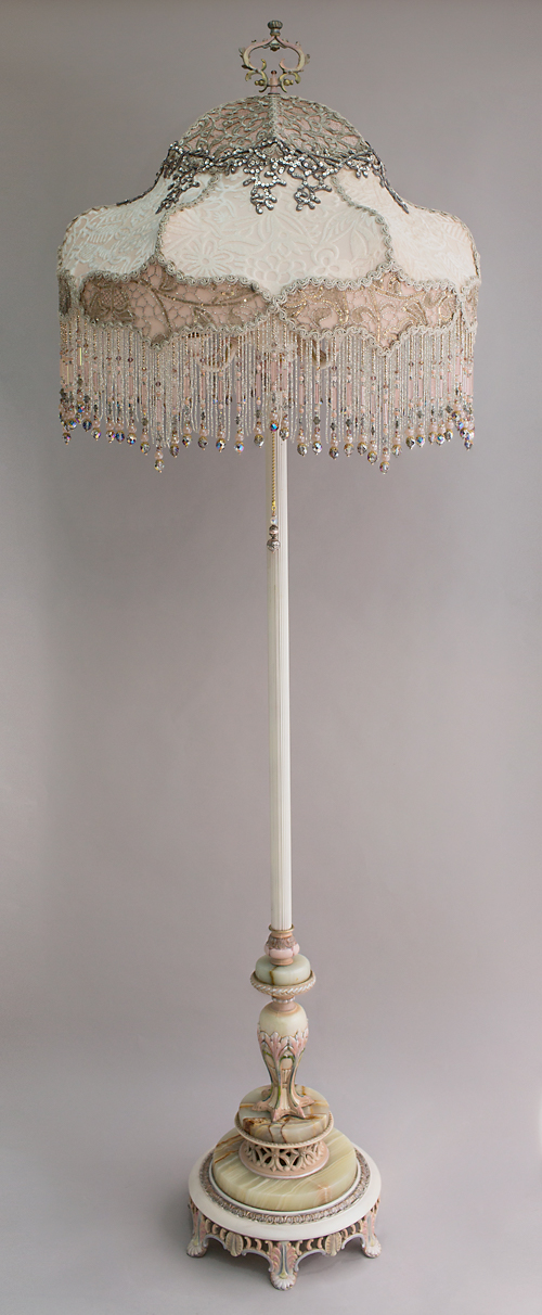 Coronation Wedding Cake Victorian Lampshade with beads and antique textiles