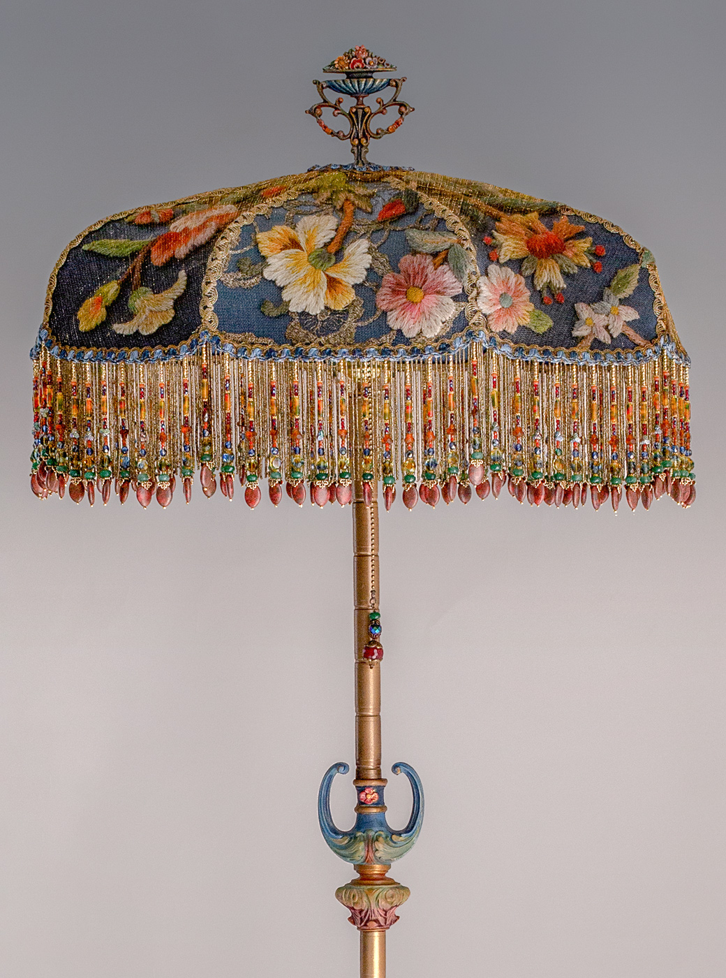 Red Roses and Peacock Victorian Lampshade by Nightshades