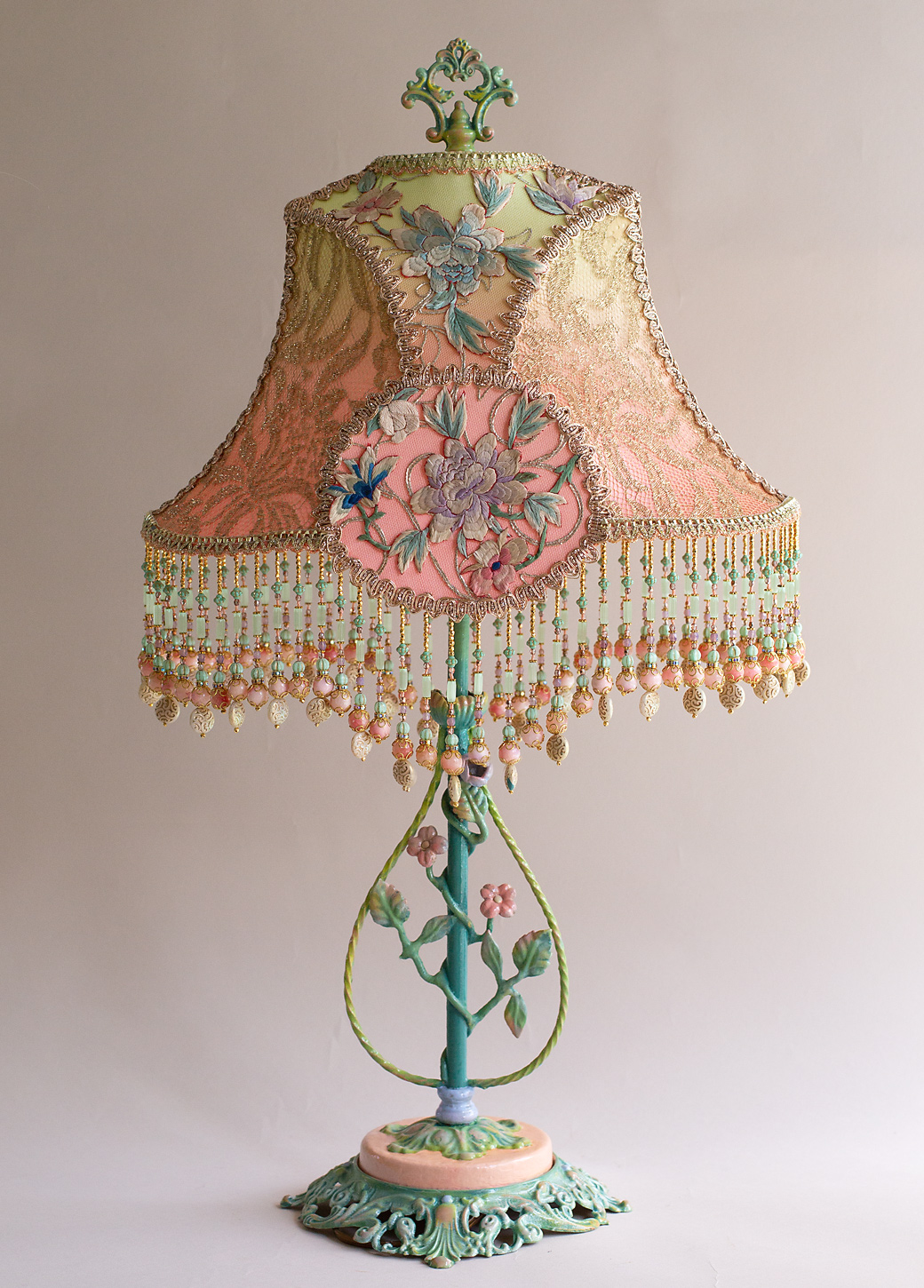 Pair of vintage Chinoiserie Palm Beach lamps and shades