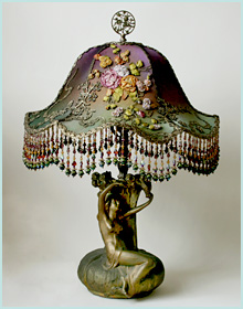 Art Nouveau Lampshade with Silk Ribbon Flowers