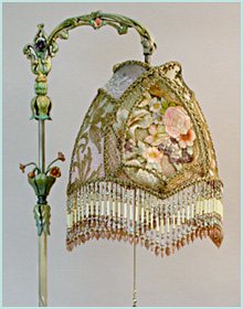 Antique Bridge Lamp with French Textiles