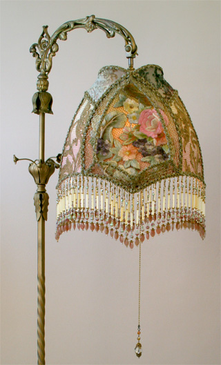 Victorian Shadowbox Lampshade with French Embroidery