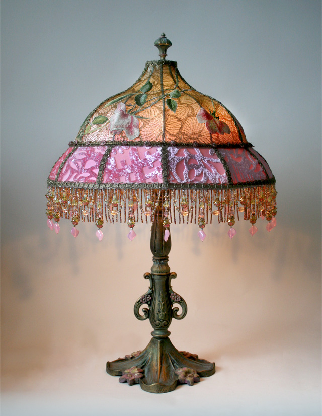 Victorian Shadowbox Lampshade with French Embroidery