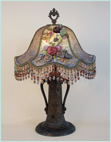 Victorian lampshades with ribbon roses