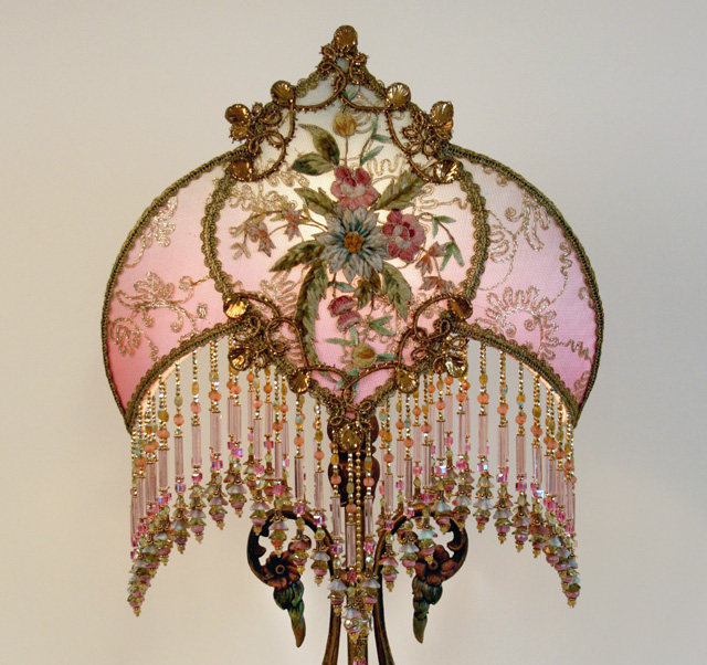 victorian lampshade with iris appliques