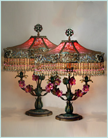 pink victorian french lampshades