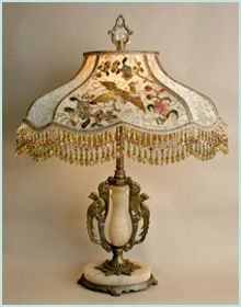 Chinoiserie Inspired Vintage Lamp and Beaded Shade