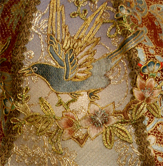 detail of victorian ribbon roses