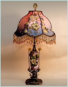 antique lamp base with chinese peony shade