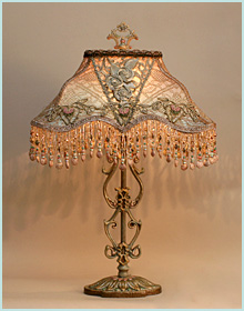 antique lamp base with chinese peony shade