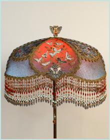 Chinoiserie Butterfly Lampshade made with Antique Fabrics
