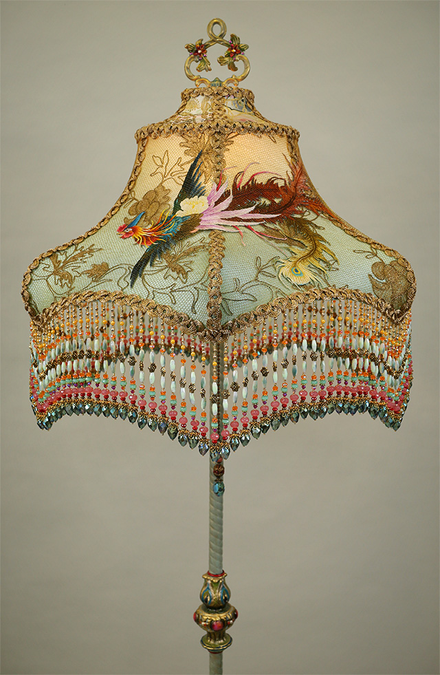 Chinoiserie Lampshade with Antique Textiles