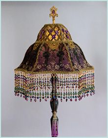 French Violet silk victorian lampshade