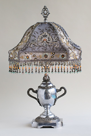 Victorian Lampshade with Edwardian Silver Lace