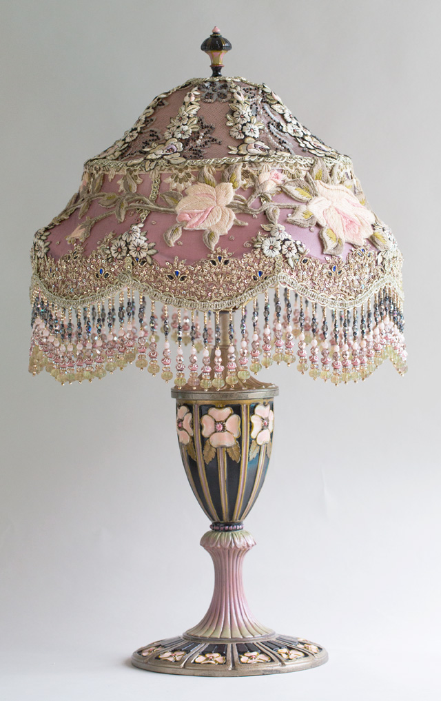 Victorian Lampshade with Roses and antique lace
