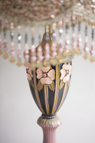 Victorian Lampshade with Rose Embroidery 
