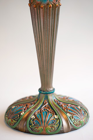 Velvet Half Moon Victorian Table Lamp with Beads by Nightshades