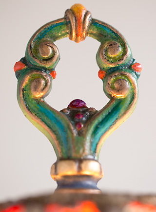 Velvet Half Moon Victorian Table Lamp with Beads by Nightshades