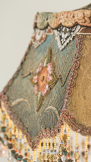 Bohemian Elephant Victorian Lampshade with Antique Fabrics