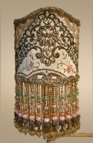 Victorian Shadowbox Lampshade with French Embroidery