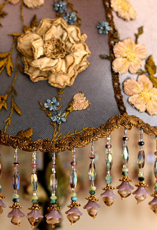 detail of victorian ribbon roses