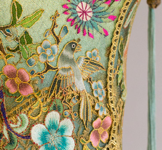 Victorian Lampshade with Antique Chinoiserie Textiles 